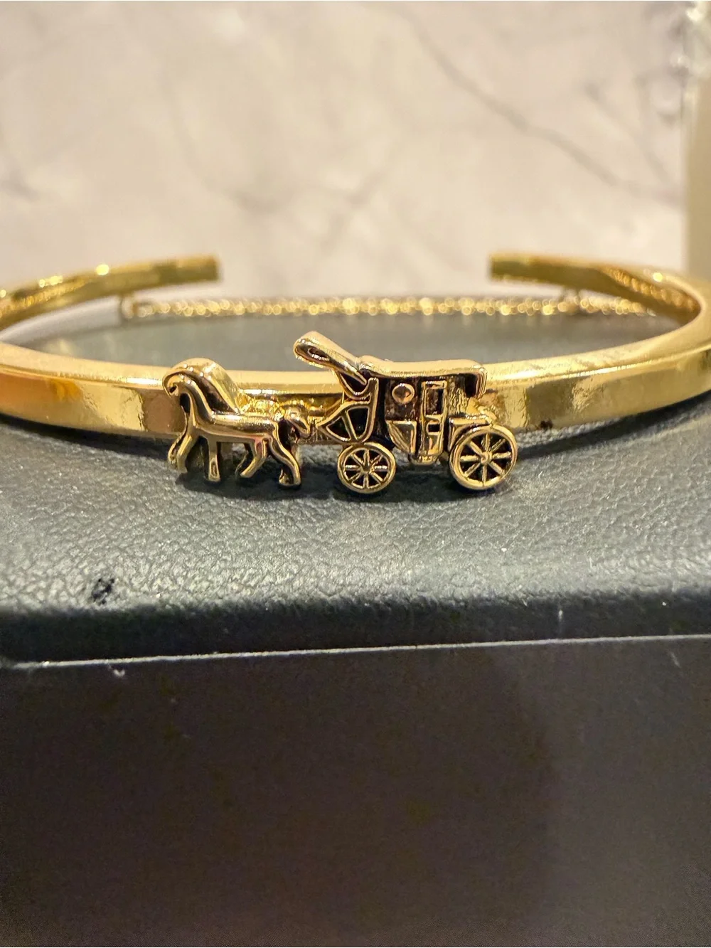 COACH | Gold Plated Traditional Horse & Carriage Logo Cuff Bracelet | Medium